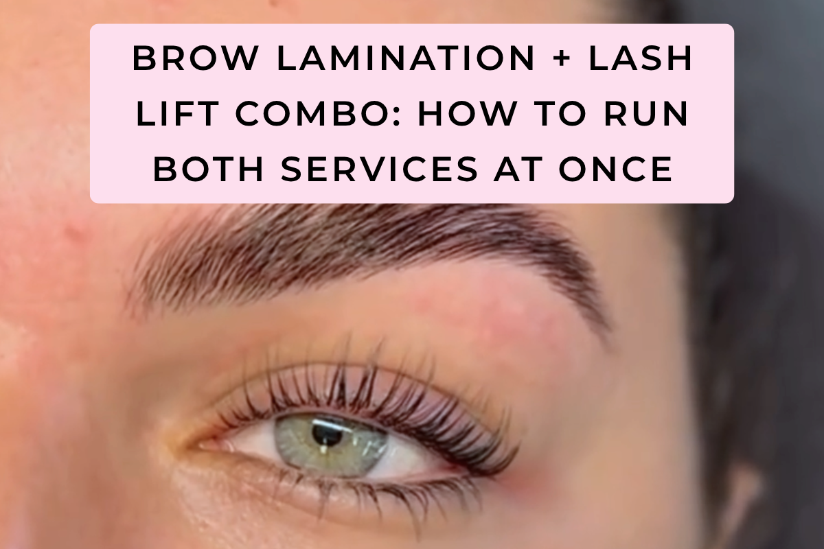 Elleeplex Profusion lash lift and brow lamination combo service on client