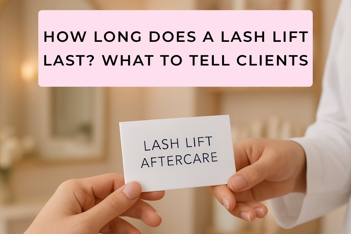 Lash artist reviewing aftercare instructions with client after Elleebana lash lift service