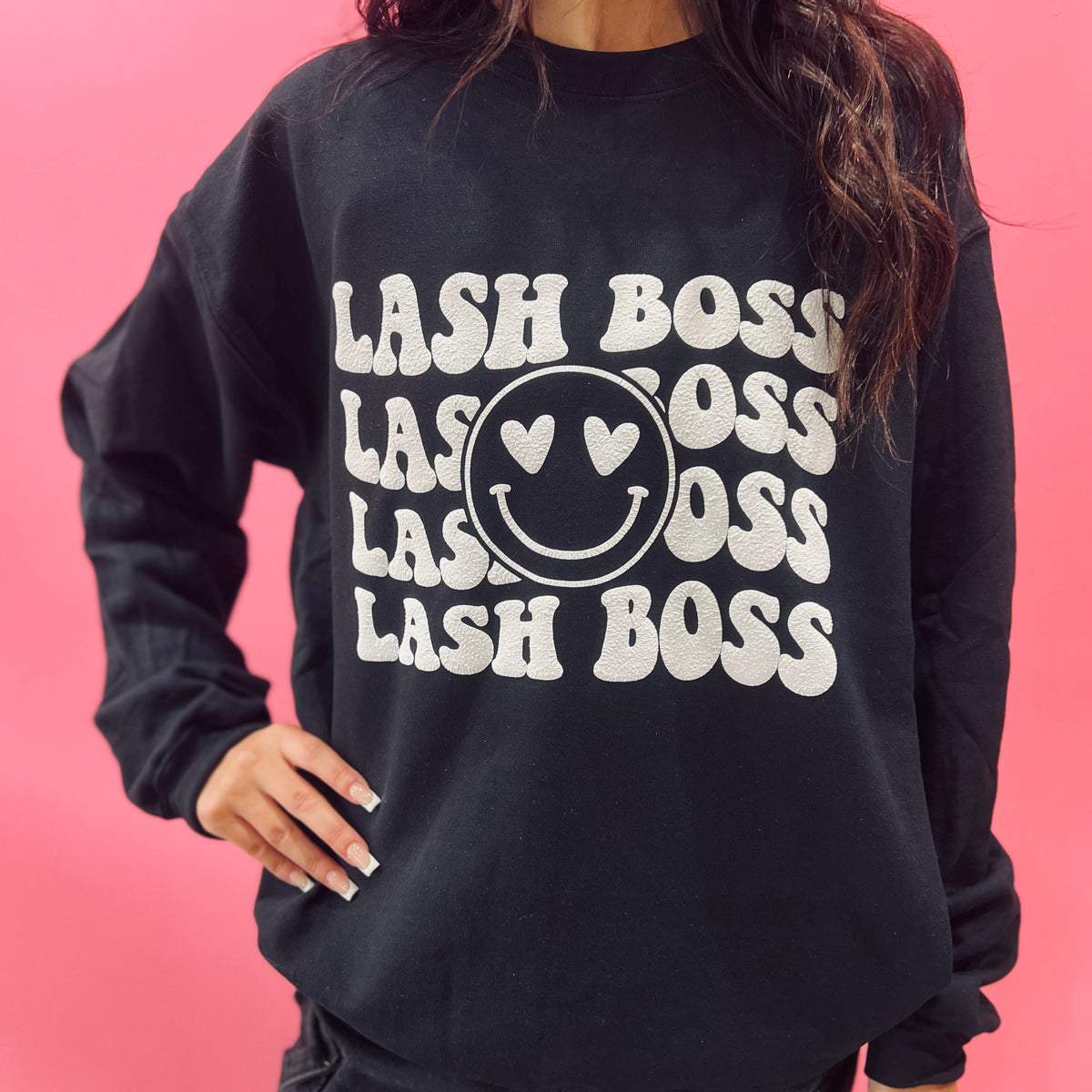Lash Boss (with smiley face) - Crewneck Sweatshirt