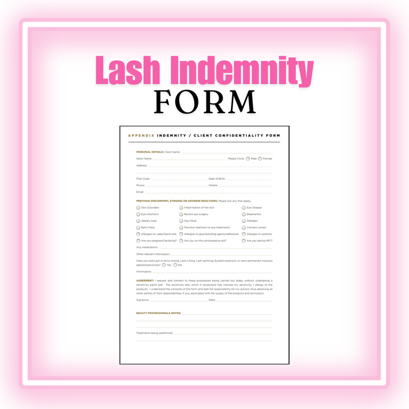 Lash Indemnity - FORM [digital download]