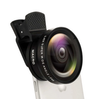 2-in-1 HD Macro & Wide Angle Phone Lens - Black