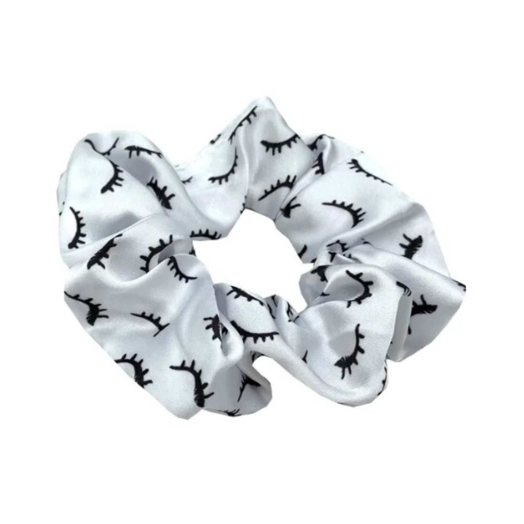 Hair Scrunchie - Lash Design (White)